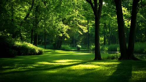 Verdant Woodland Clearing: Luminous Canopy Study.