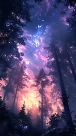 Magical Forest Awakens Beneath Cosmic Skies