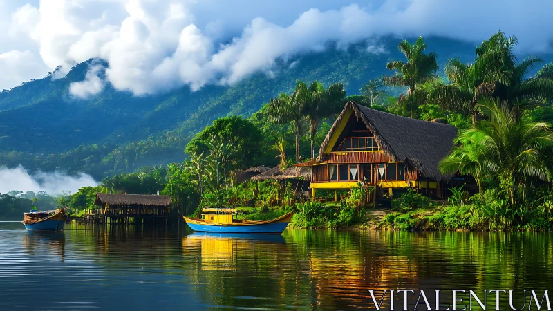 Waterfront Settlement in Tropical Mountain Valley