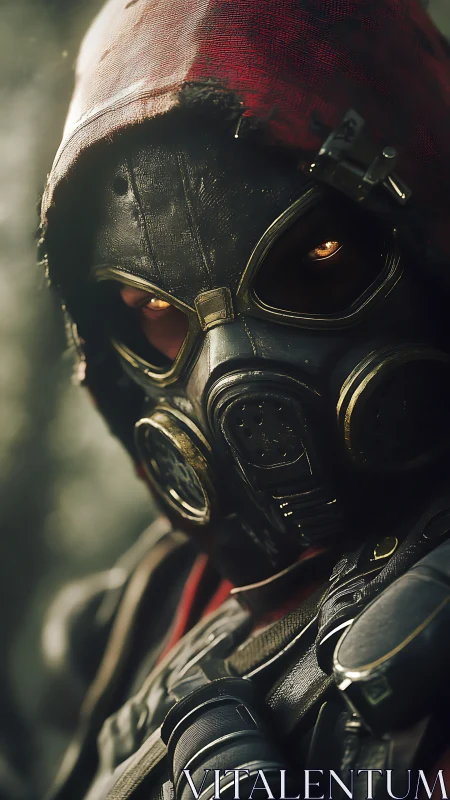 Cinematic cyberpunk ranger portrait with tactical respirator gear.