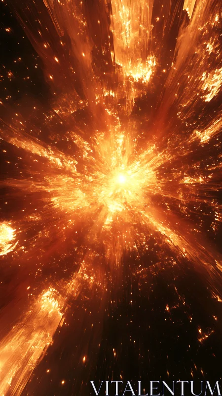 Streaking starfire geysers burst open a molten cosmic corridor