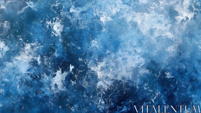 Gentle storm of blues swirling like sky, sea and snow.