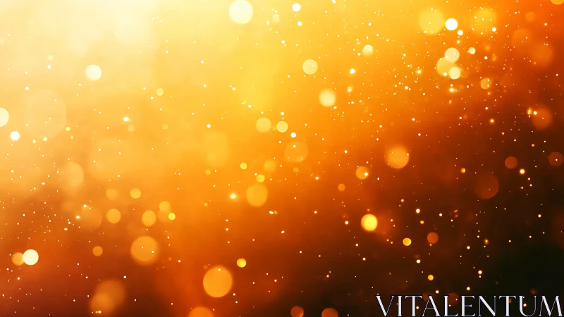 Golden bokeh particles in radiant abstract light field.