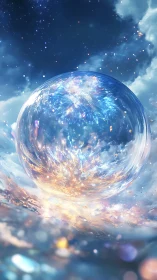 Celestial bubble quietly bottles a sunrise made of galaxies