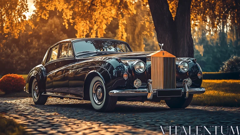 Classic Rolls-Royce sedan rendered in warm cinematic lighting