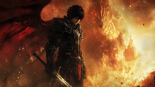 Ashen knight broods beneath a storm of waking dragons.