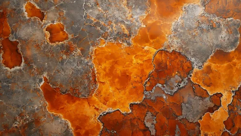 Oxidized ferrous surface macro with fractured thermal patina.