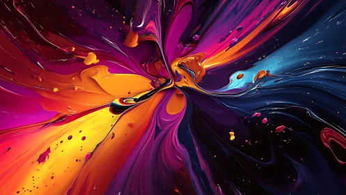 Radial liquid pigment turbulence forms high contrast chromatic vortex