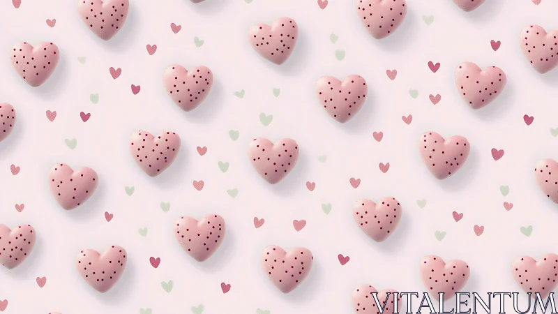 Dimensional Rose Quartz Hearts with Polka Dot Surface Texture Pattern