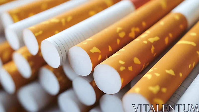 Macro depth study of tightly packed cigarette filters arrayed.