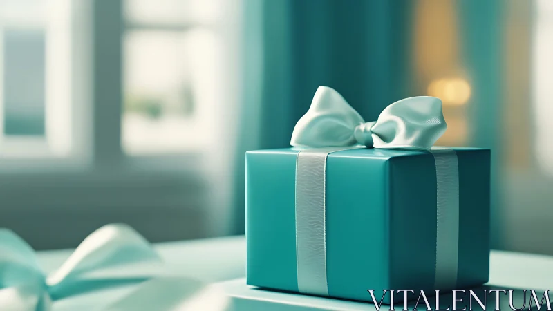 Elegant Turquoise Gift Box With Silky Ribbon Bow