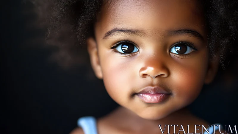 Bright-Eyed Wonder: Child's Gaze Captures Pure Joy Against Darkness