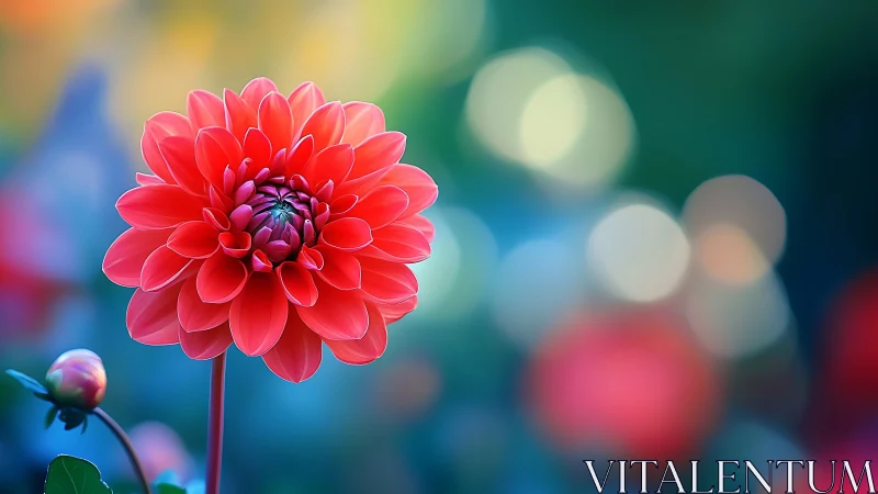 Dahlia Flower Depth-of-Field Composition with Chromatic Bokeh.