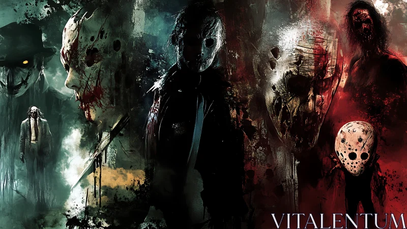 Serial killer portraits merge through abstract horror smear