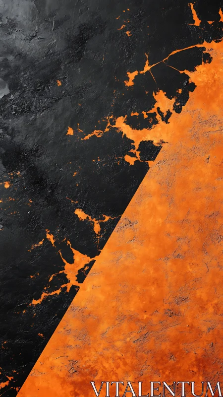 Textured black and orange diagonal abstract surface split