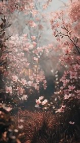 Soft Focus Floral Corridor: Romantic Botanical Study.