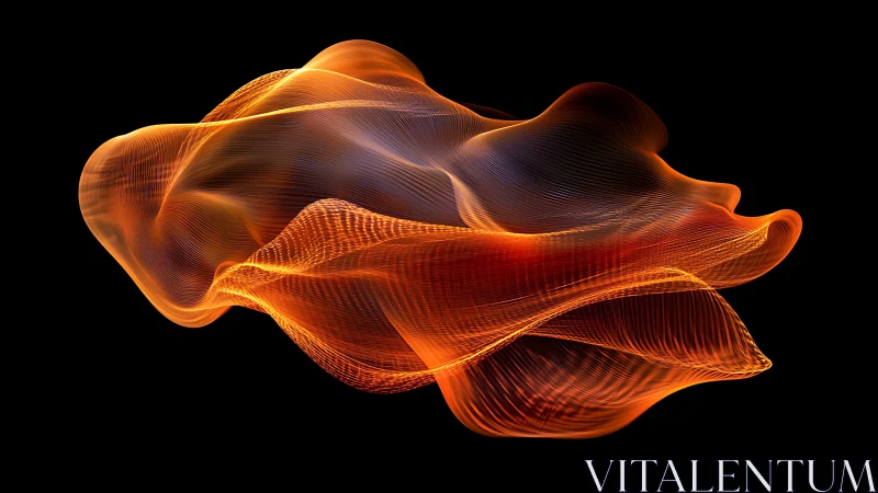 Orange luminous wave mesh forms dynamic abstract structure