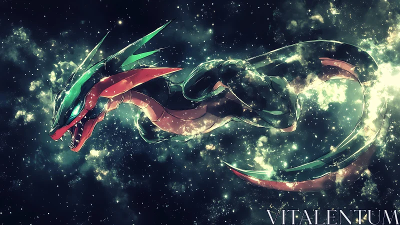 Luminescent space serpent rendered with dynamic atmospheric scattering