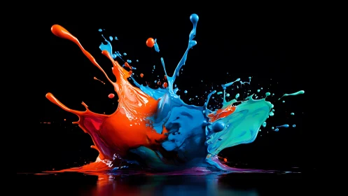 Joyful color splash bursting across a deep black canvas.