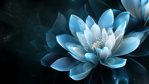 Translucent blue lotus rendered with volumetric light scattering