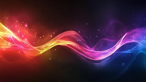 Flowing rainbow light waves inviting a calm creative mood.