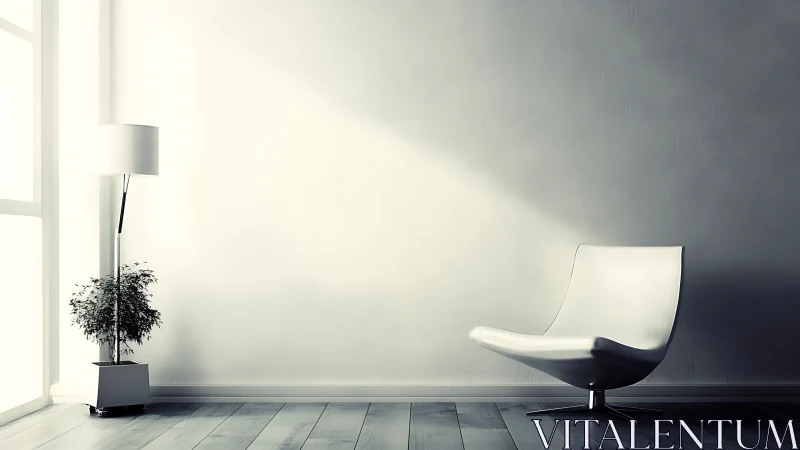 Minimalist lounge corner isolates form and directional light