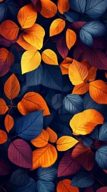 High-contrast leaf pattern with saturated complementary color blocking