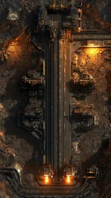 Industrial conveyor facility cuts through rocky terrain vertically