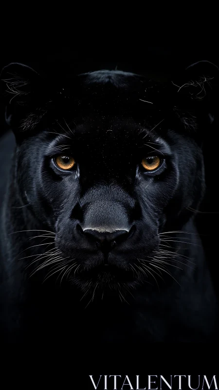 Black Panther Stares with Piercing Golden Eyes.