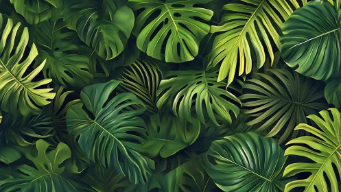 Lush tropical leaves create a layered, calming jungle backdrop