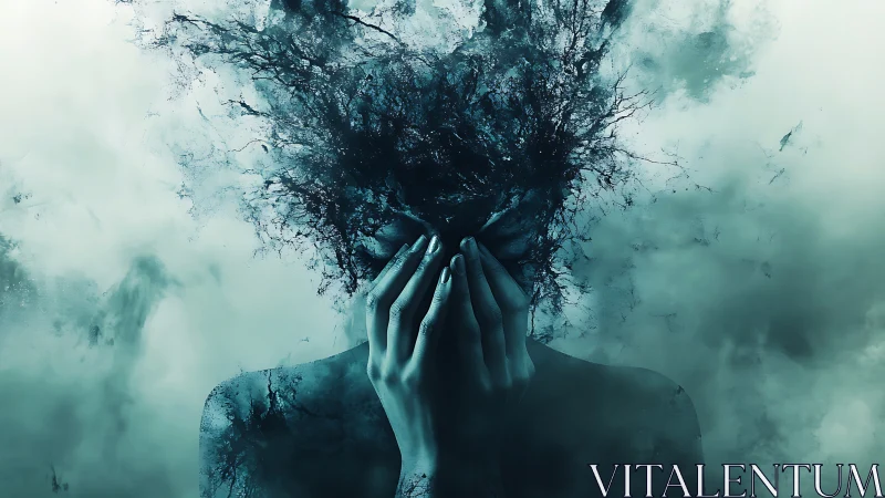 Shattered mind dissolving into storm clouds of ink and memory.