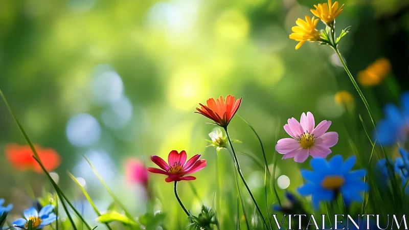 Shallow Depth Field Wildflower Arrangement with Chromatic Color Separation