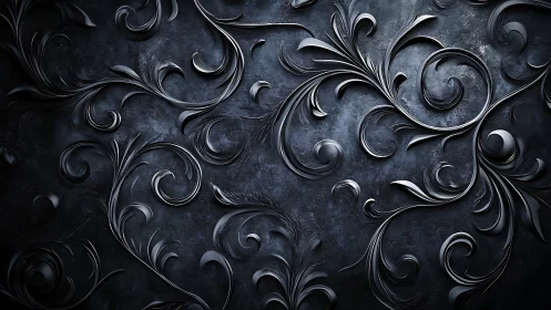 Midnight baroque swirls curling through shadowed steel.