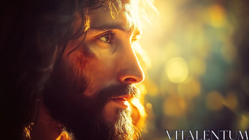 Sunlit profile turns quiet sorrow into molten reverence