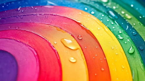 Concentric rainbow color bands display surface moisture droplets