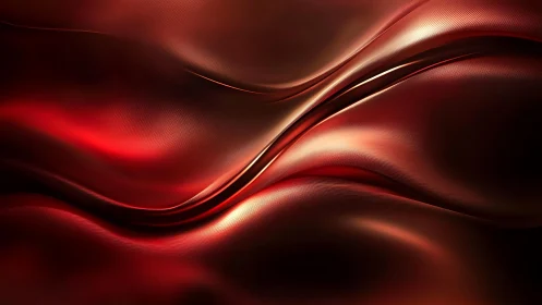 Flowing Red Silk Abstract Wallpaper with Metallic Shine.
