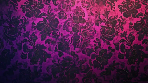 Dark floral damask on magenta pink gradient background.