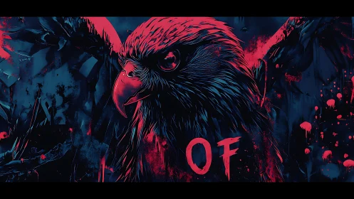 Digital illustration shows stylized raptor head with text