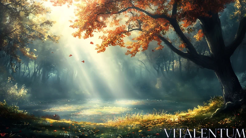 Golden Sanctuary Where Autumn Whispers Meet Sacred Water.