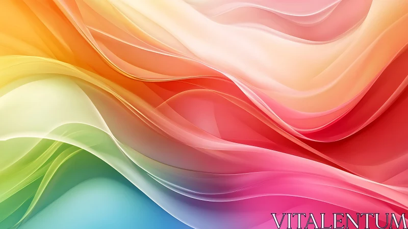 Chromatic fluid ribbons with translucent gradient waves.