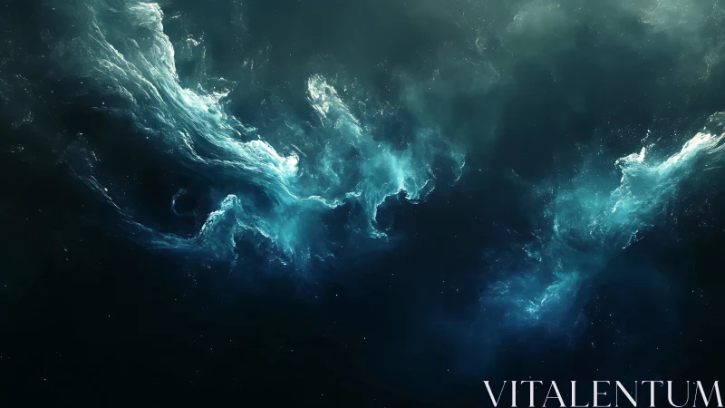 Celestial teal nebula currents in deep astral void.