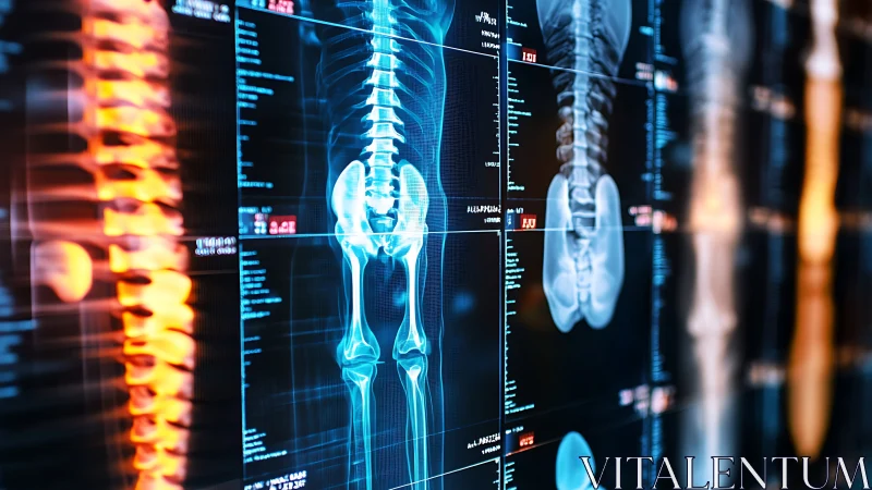 Glowing digital spine scans tracing the body&rsquo;s inner map.