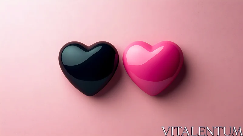 Two Hearts in Perfect Harmony Against Soft Pink