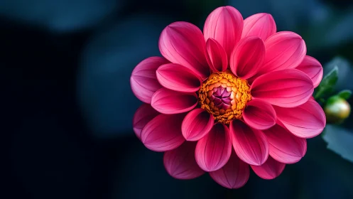 Crimson Dahlia Unfolds: Nature's Geometric Masterpiece in Magenta
