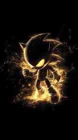 Luminous hedgehog silhouette in radiant particle overdrive.