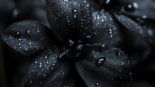 Dark Flower Petals with Water Droplets.