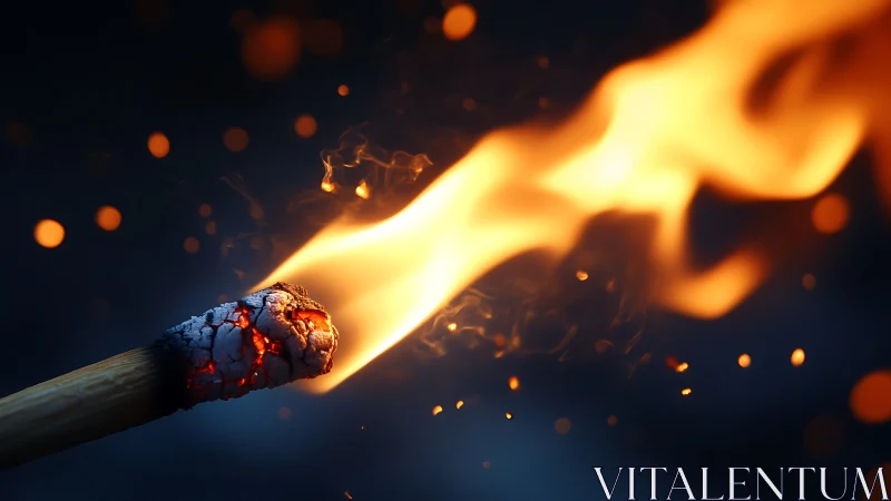 A Burning Match Ignites with Fiery Intensity
