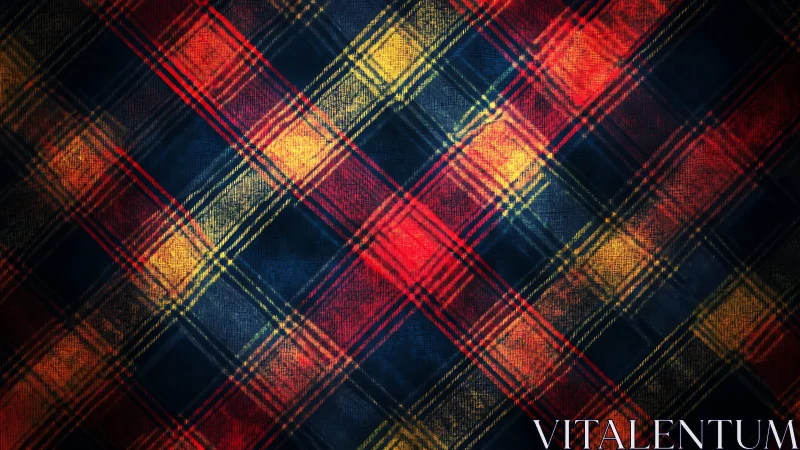Warm tartan pattern glows with cozy reds, golds and navy