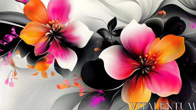 Vibrant Floral Dance in Bold Color.