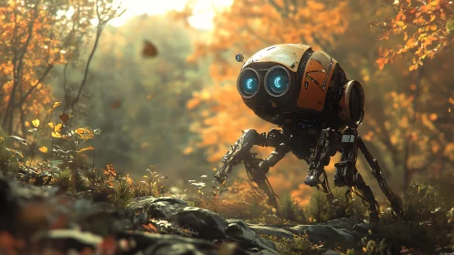 Quadruped survey robot navigates autumn forest with optic sensors